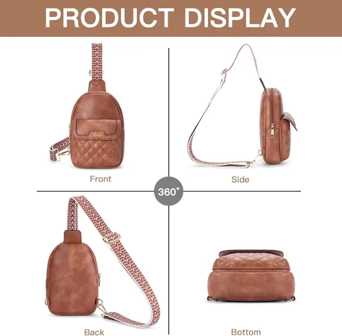 Vista 7 de Telena Riñonera de cuero vegano para mujer, bolsa cruzada en el pecho para mujer