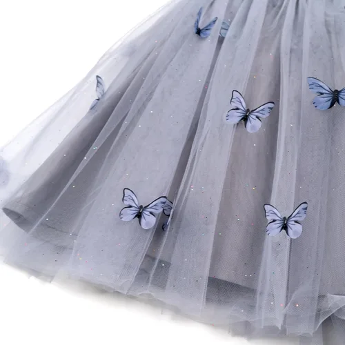 Vista 2 de Miipat Vestido de tul sin mangas para niñas pequeñas, vestido de tutú de mariposa floral para niñas pequeñas, vestidos de princesa para fiesta
