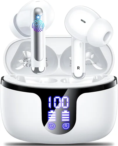 Vista 11 de Auriculares inalámbricos, auriculares Bluetooth 5.4 con 4 micrófonos ENC con cancelación de ruido, auriculares Bluetooth con tiempo de reproducción