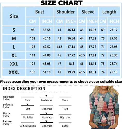 Vista 5 de Christmas Shirts, Women's 2023 Tunic Daily 34 Sleeve Fashion Crew-Neck Blouse Casual T-Shirt Christmas Print Pullover