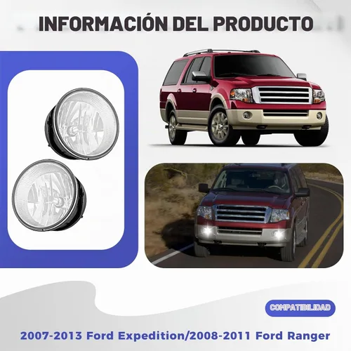 Vista 6 de Compatible con luces antiniebla cromadas Ranger 2007-2013 Expedition / 2008-2011 solo con bombillas H10 de 12 V-42 W, kit de lámparas de parachoques