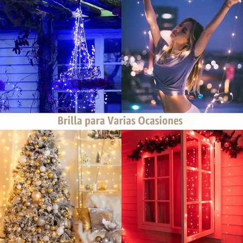 Vista 7 de Minetom - Guirnalda de luces que cambian de color, 33 pies, 100 luces LED con control remoto USB Fairy Lights Indoor with 11 Modes, Twinkle