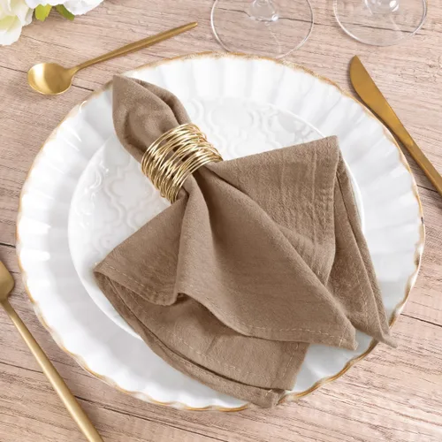 Vista 9 de Servilletas de tela natural de lino de algodón Boho rústico mesa de cena Beige