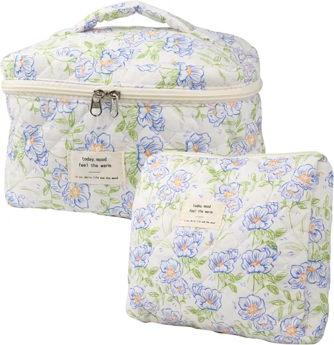 Vista 8 de NATINSA Bonita bolsa de maquillaje para mujer (2 unidades), bolsas de cosméticos de viaje, bolsa organizadora de artículos de tocador con diseño 21