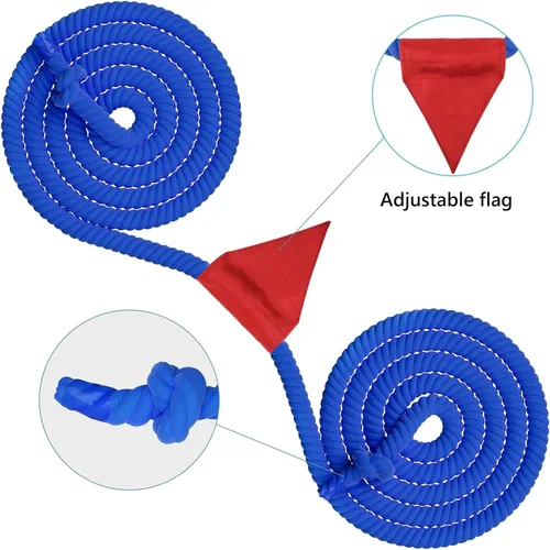 Vista 2 de Cuerda de guerra de tira y afloja para niños y adultos, cuerda de guerra con etiqueta de 25 pies con bandera para exteriores, carnaval exterior, Azul