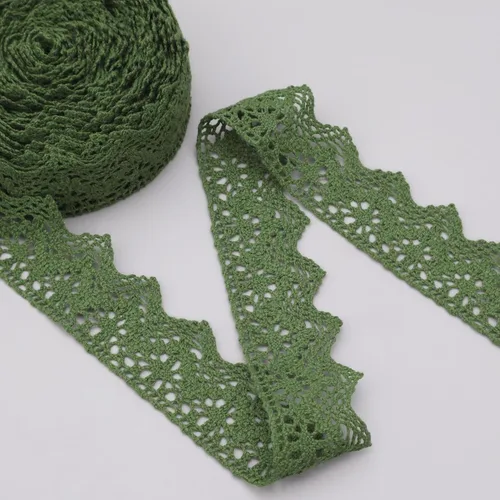 Vista 8 de IDONGCAI Cinta de encaje de ganchillo de 10 yardas, 1.4 pulgadas, triángulo de algodón vintage con borde festoneado para ropa bohemia, manualidades