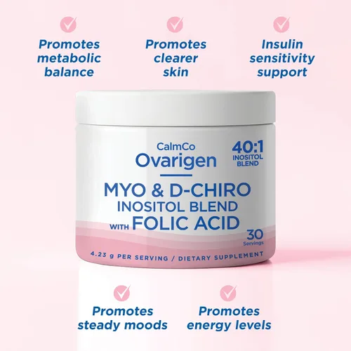 Vista 3 de CalmCo Ovarigen Myo-Inositol & D-Chiro Inositol Mezcla en polvo, 30