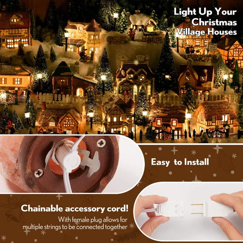 Vista 5 de Meonum Cable accesorio con 3 bombillas LED, cable de luz de molde de soplado de 8.2 pies para interiores con enchufe hembra para calabazas