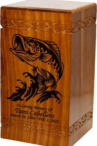 Vista 7 de Urna de cremación de madera, urna funeraria humana de gran tamaño con personalización (mariposas)