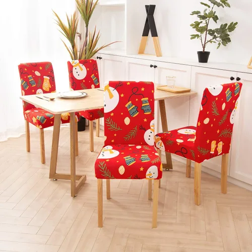 Vista 7 de Ogrmar 4 fundas elásticas extraíbles y lavables para silla de comedor, decoración de Navidad, decoración del hogar, funda de asiento de comedor