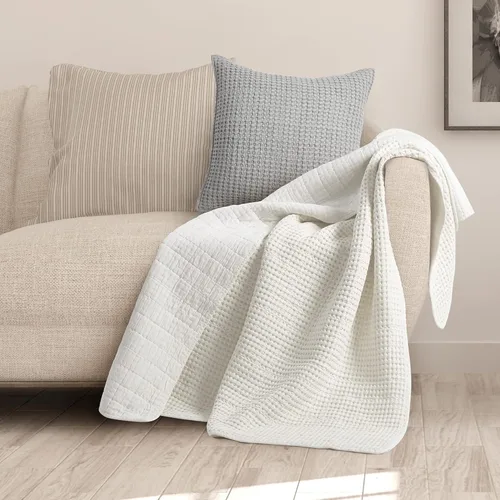 Vista 19 de Levtex Home - Colección Mills Waffle - Manta - Waffle de algodón Adobe - Tamaño de la manta 50 x 60 pulgadas.