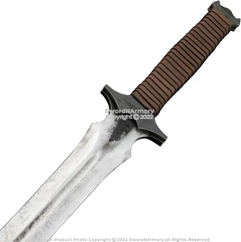 Vista 6 de Munetoshi 36" machete de doble filo espada corta manganeso acero batalla listo para la batalla funda de cuero