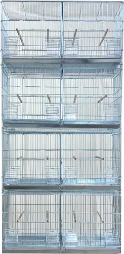 Vista 15 de Combo: Jaula de vuelo de aves galvanizada chapada en zinc apilable y bloqueo, divisor extraíble con soporte rodante