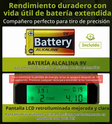Vista 3 de HT01 Upgraded Shot Timer for Shooting Competition, 4 Modes for Tactical Training, with Loud Buzzer, Smart Sensors for Shooters Global Range
