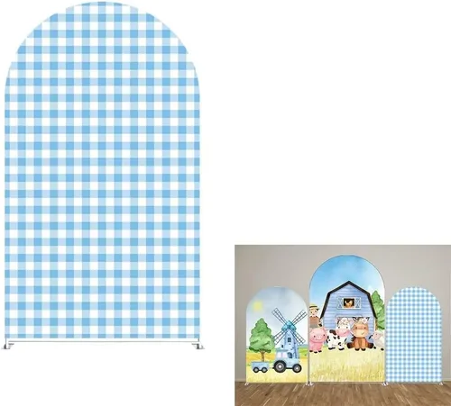 Vista 10 de Fundas de fondo de arco para fiestas, diseño de granero, diseño de granero, fundas elásticas para cumpleaños, banquetes, fiestas, baby shower