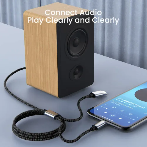 Vista 5 de esbeecables Cable auxiliar para iPhone, 2 en 1 USB C y Lightning a 0.138 in AUX Cable de audio adecuado para auriculares de automóvil Apple Android