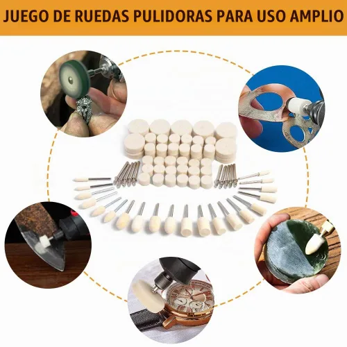 Vista 6 de Rueda de pulido para Dremel, 80 unidades, para kit de pulido Dremel, rueda de pulido de fieltro de lana para accesorios de herramientas rotativas