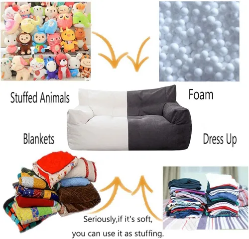 Vista 5 de Sofa Lazy Sack - Funda para puf con funda para reposapiés y funda de almohada cómoda (no contiene relleno), sofá gigante para dos personas