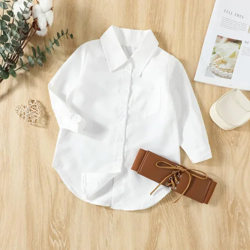 Vista 3 de Vestido de princesa de manga larga con botones y cinturón de cintura 7-8 niñas (blanco, 3-4 años)