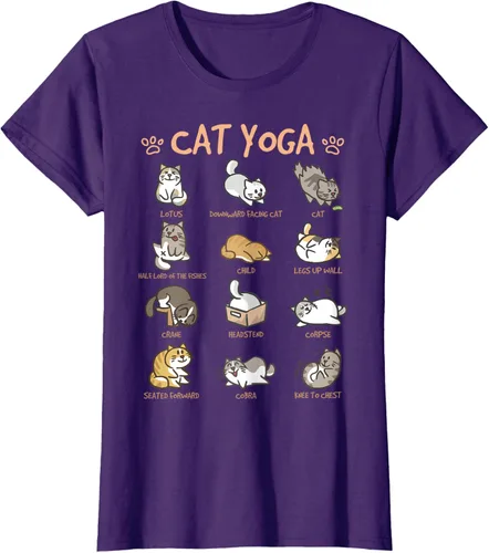 Vista 13 de Cat Yoga Poses Cats Practicing Mindfulness Meditación Kitten - Camiseta, Negro, S