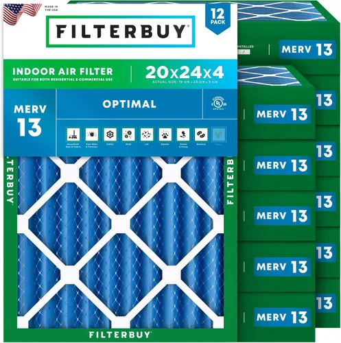 Vista 38 de Filterbuy Filtro de aire de 8 x 14 x 1 pulgadas MERV 13 de defensa óptima (paquete de 12), filtros de aire de repuesto plisados HVAC para calderas