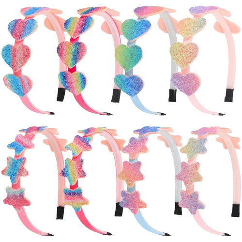 Vista 10 de XIMA 10 diademas de gasa con flores para niñas, para niños, adolescentes, accesorios para el cabello Big Fabric Floral Hair Hoops, Non Slip Hair