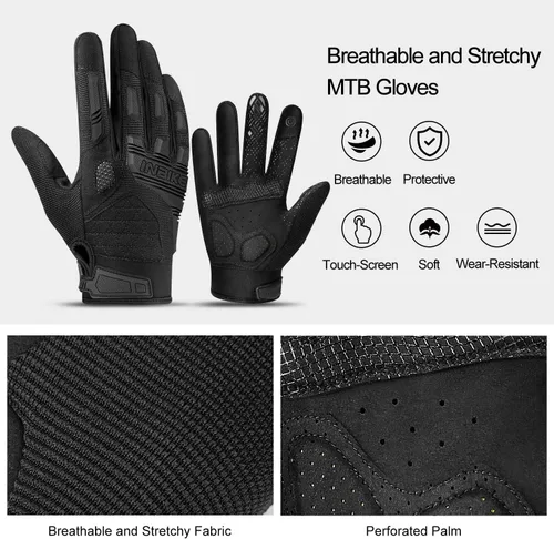 Vista 3 de INBIKE Guantes MTB para ciclismo de montaña Sirven para pantalla táctil con acolchado de etilvinilacetato grueso y protección de nudillos de caucho