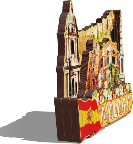 Vista 2 de Imán de madera 3D de España Málaga para nevera, recuerdos coleccionables, decoración hecha a mano, artesanías 2