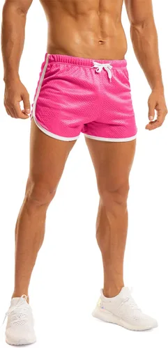 Vista 5 de Ouber Pantalones cortos ajustados para hombre, culturismo, entrenamiento, gimnasio, correr, pantalones cortos de levantamiento ajustados