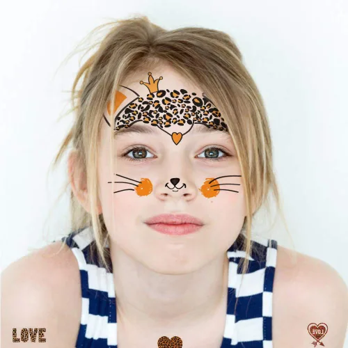 Vista 6 de Tatuaje facial temporal de animales para niños, paquete de 10 calcomanías de pintura facial, rellenos de cesta de Pascua, Halloween, Navidad
