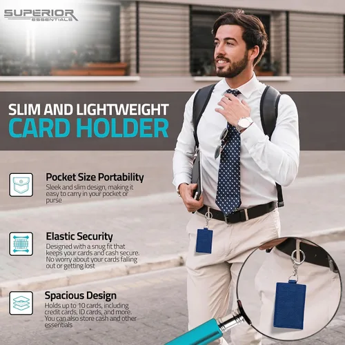 Vista 3 de Billetera de hilo de nailon Cartera minimalista de bolsillo frontal para hombres y mujeres con un elegante anillo en D y cadena de anclaje