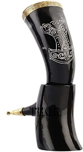 Vista 2 de Tazas de cuerno de Thor para beber vikingos Tazas para vino cerveza estilo vikingos regalo para hombres Cumpleaños Navidad Fiesta