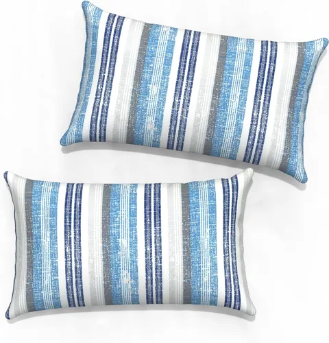 Vista 24 de Juego de 2 fundas cuadradas de 16 x 16 pulgadas para cojín de exteriores, fundas decorativas modernas para cojín de respaldo para muebles de patio
