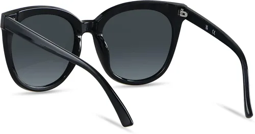 Vista 2 de LYZOIT Lentes de sol de gran tamaño con diseño de ojo de gato para mujer, 2 unidades, lentes de sol vintage a la moda
