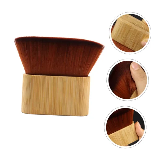 Vista 9 de FOMIYES Cepillo de cerdas flexibles, plumero de pelo para peluqueros peluquero, cepillo de depilación, plumero de cuello, mango de bambú