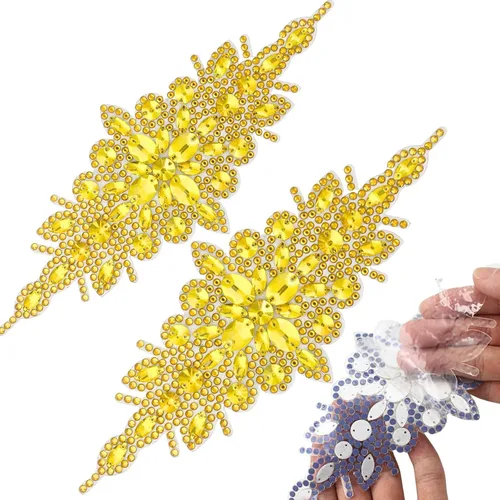 Vista 9 de PEARLY JUN 1 pieza de apliques de diamantes de imitación negros autoadhesivos, parches de cristal con adhesión térmica para ropa, adornos