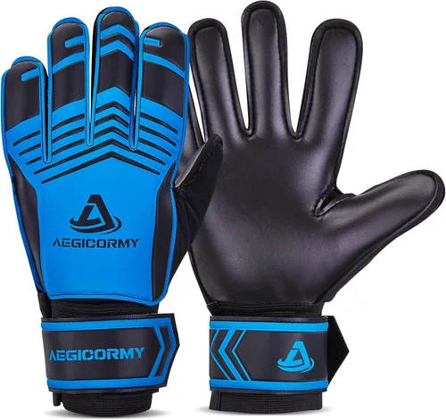 Vista 9 de Guantes de portero de fútbol con protección para los dedos para prevenir lesiones, agarre fuerte para enfrentamientos difíciles, guantes de portero