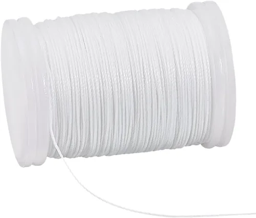 Vista 8 de PH PandaHall Cordón encerado de 0.020 in, cuerda encerada de 131 yardas, hilo de poliéster, cuerda de cera para pulseras, collares, joyas de Blanco
