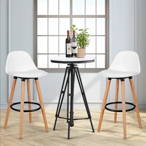 Vista 2 de COSTWAY Juego de 2 taburetes de bar, modernos taburetes de cocina sin brazos con asiento de piel sintética suave, taburete de altura de barra