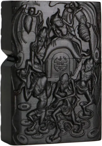 Vista 30 de Carcasa exterior de encendedor tallado en madera negra de ébano natural para kit de inserción Zippo (1000 brazos Avalokiteshvara de la diosa 3#)