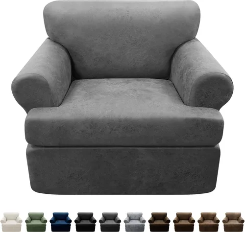 Vista 15 de Fundas para Sillón de 2 Piezas con Cojín en T, Fundas de Aspecto de Cuero para Sofá, Fundas para Sillas, Protector de Muebles Elástico, Funda
