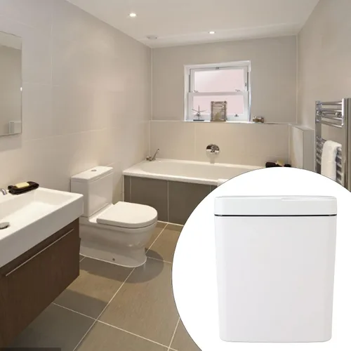 Vista 8 de Asixxsix Bote de basura de baño sin contacto, 18 L, 4.75 galones, con sensor de movimiento automático, funciona con pilas, delgado e inteligente