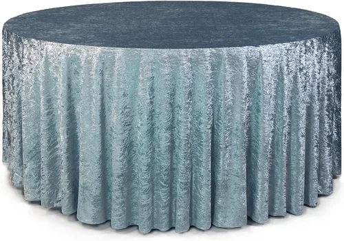 Vista 30 de YOUR CHAIR COVERS - Mantel redondo de terciopelo aplastado de 120 pulgadas para mesas redondas de 5 pies - Negro