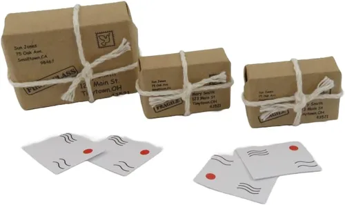 Vista 3 de Casas de muñecas Paquetes y cartas Correo Oficina Pasillo Accesorio Miniatura Entrega