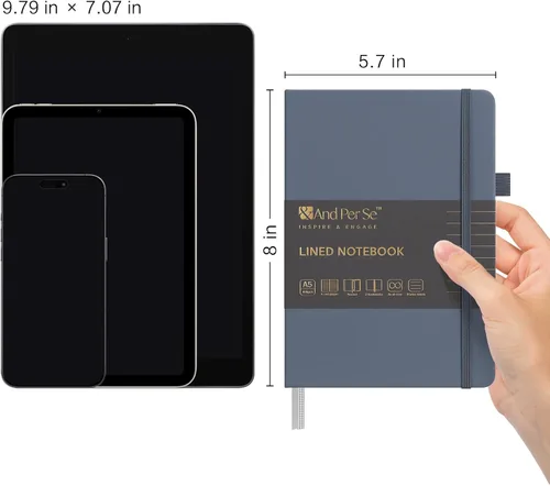 Vista 2 de ⩓ Per Se Cuaderno de Diario con Líneas (3 Paquetes), 160 Páginas Papel Grueso 100GSM, A5 Tapa Dura Cuadernos con Rayas Universitarias para Escribir