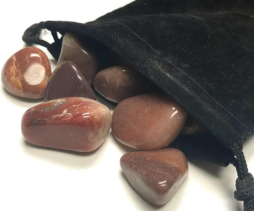 Vista 3 de Piedras de aventurina roja pulida, piezas grandes de 1 pulgada en bolsa de terciopelo (1 libra)