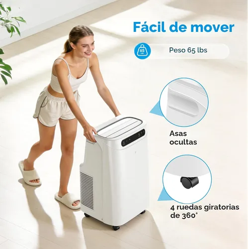 Vista 8 de Aire acondicionado portátil de 12000 BTU para refrigeración de habitaciones de hasta 500 pies cuadrados, unidad de CA portátil silenciosa 3 en 1