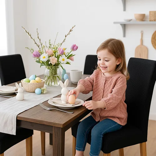 Vista 2 de Juego de 4 fundas para sillas de comedor y cocina, fundas para sillas de comedor, color negro