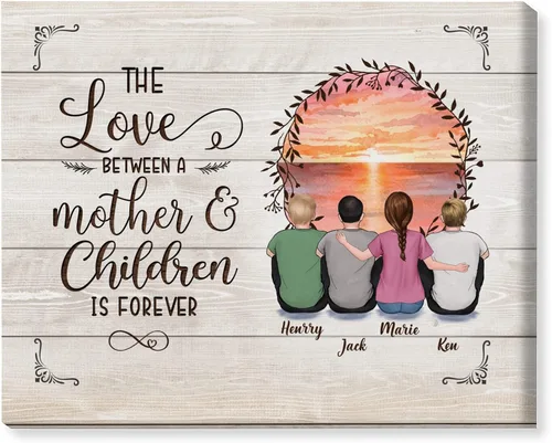 Vista 18 de Gossby Lienzo personalizado envuelto para mamá – El amor entre madre e hija es para siempre – Regalo personalizado con nombres de avatares – Regalo