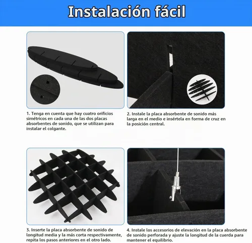 Vista 7 de Panel acústico de gofres para techo, paneles acústicos POOMEL absorbentes de sonido, gran panel de reducción de ruido colgante, difusores de sonido